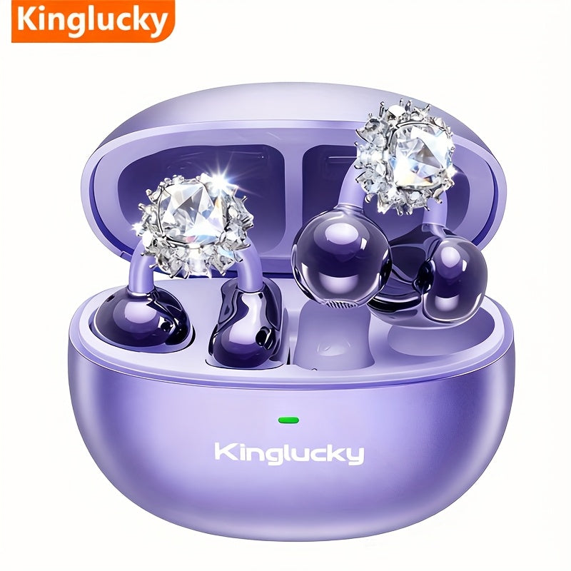 Kinglucky I121 Wireless Earbuds With Detachable Gemstone Earrings Bluetooth 5.4 HiFi Stereo ANC For Exercise Outdoors