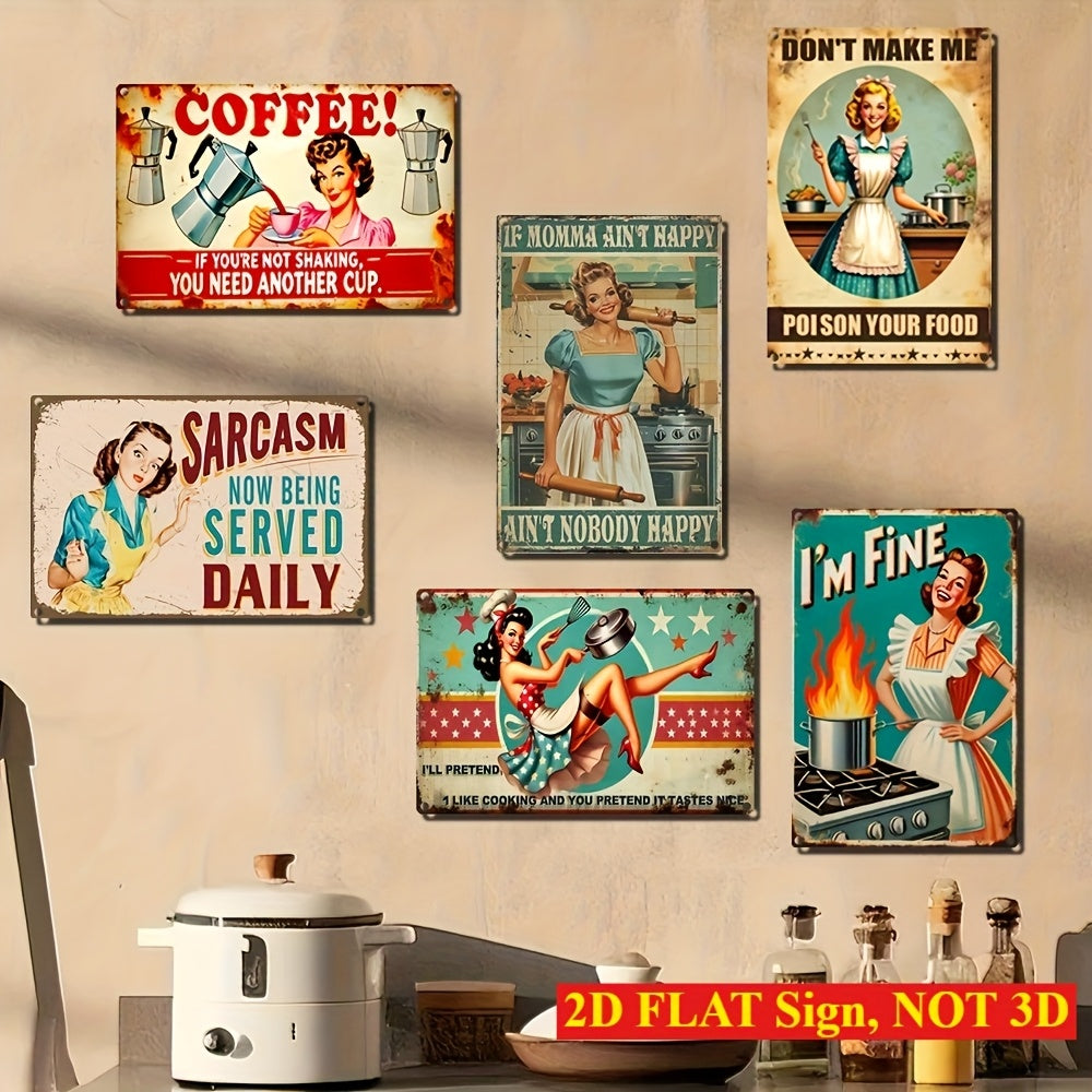 Retro Metal Tin Wall Signs Set Of Six For Home Bar And Garage With Womens Humor Quotes Funny