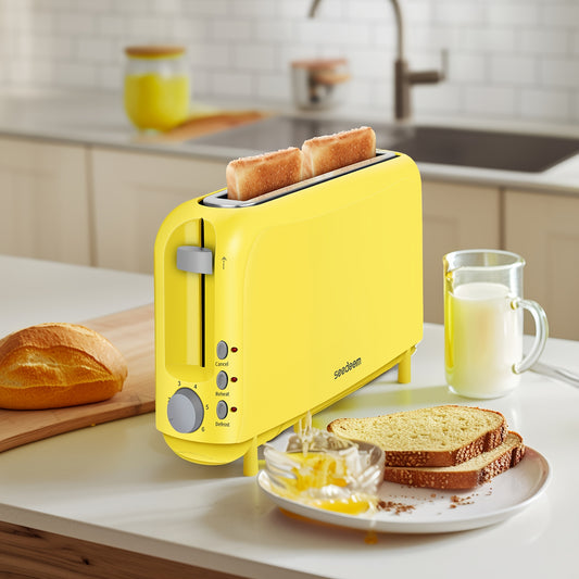 Slim 2-Slice Toaster With 6 Shade Settings Defrost Reheat Cancel Removable Crumb Tray And Compact Design