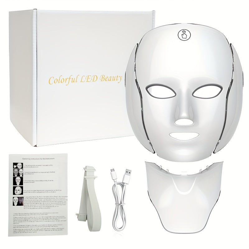 USB Rechargeable LED Facial Mask Device For Skin Care And Neck Wellness With USB Charging