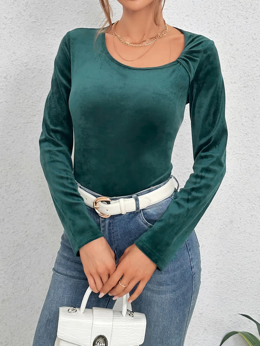 UUE Women Elegant Asymmetric Twist Knot T Shirt Top