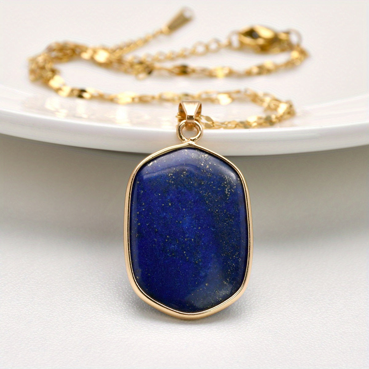 Bohemian Vintage Lapis Lazuli Water Drop Pendant Necklace