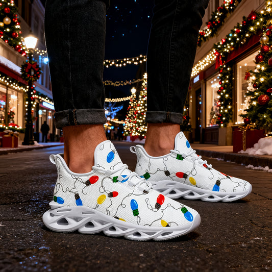 Seamless Pattern Christmas Lights And Connecting Wires Decor