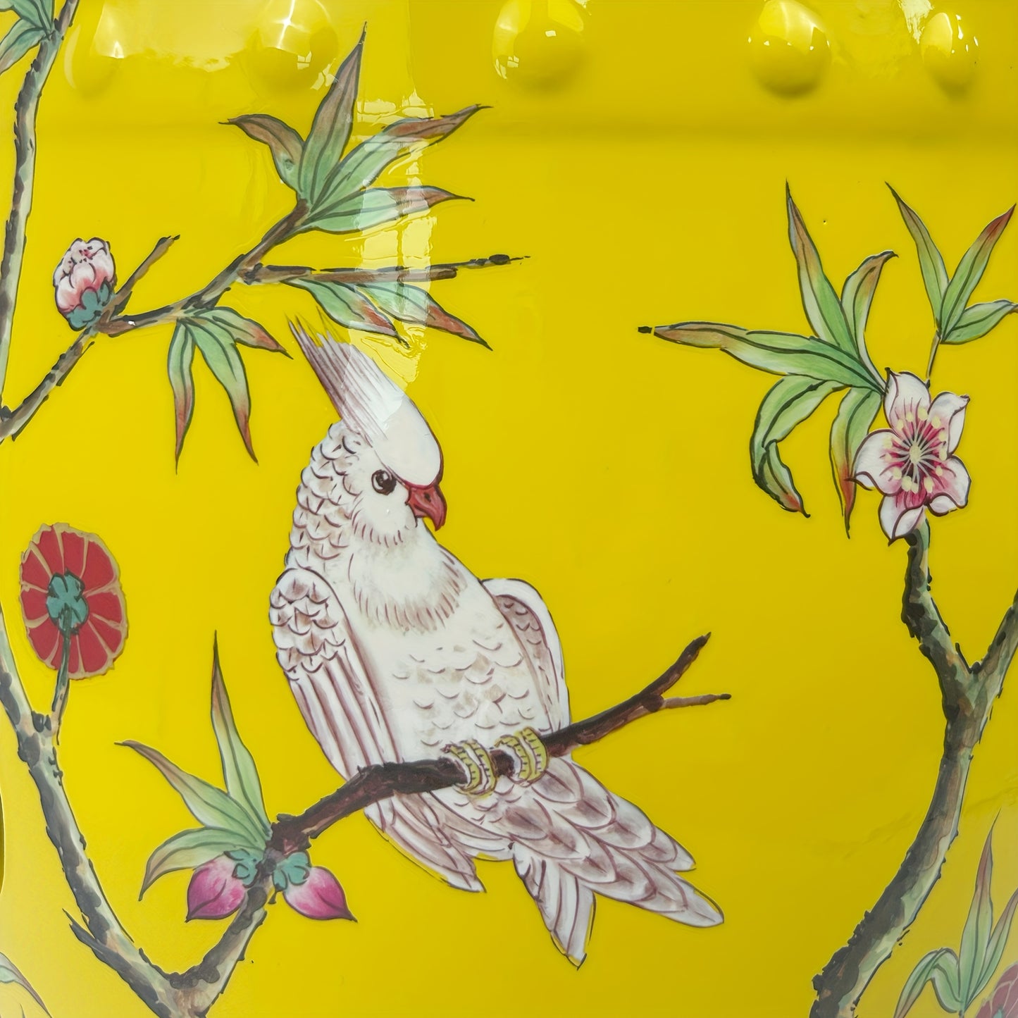 Ceramic Drum Stool Asian Classical Style Ornate Bird Blossom