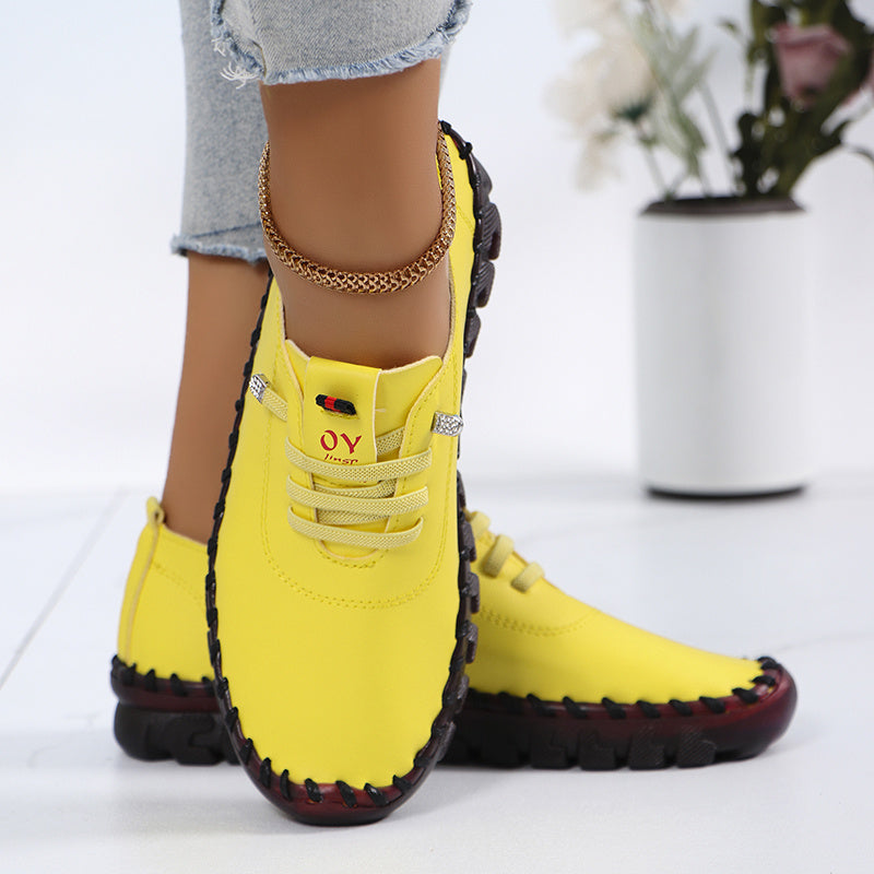 CEDUOOUO All Season Casual Sneakers For Women Round Toe PU