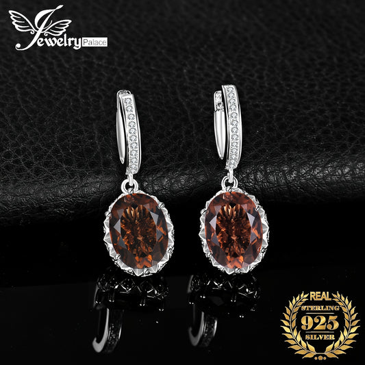 Elegant 925 Sterling Silver Oval Cut Quartz Drop Earrings