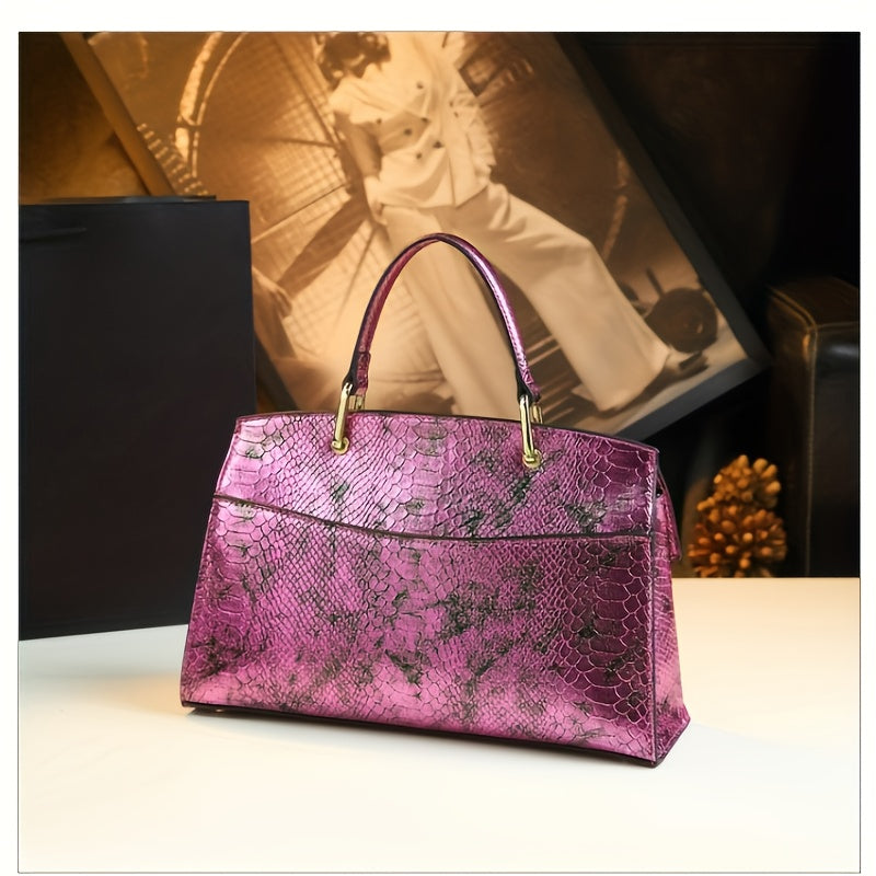 Genuine Leather Handbag With Zipper Closure Crossbody Shoulder Bag