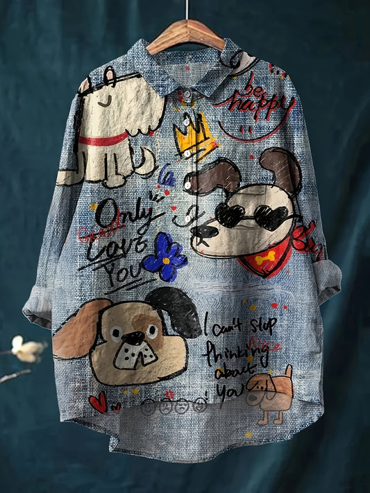 Women's Floral Bird Print Casual Shirt Featuring AllSeason Lightweight Polyester