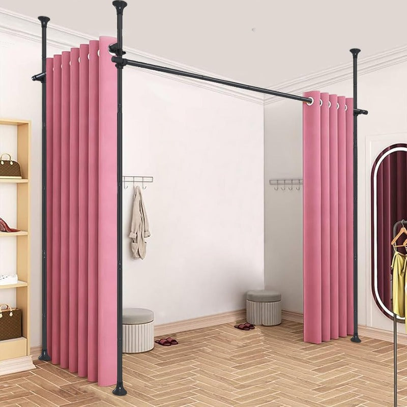 No Drilling Freestanding Room Divider With Tension Rod For Privacy Screen And Space Partition