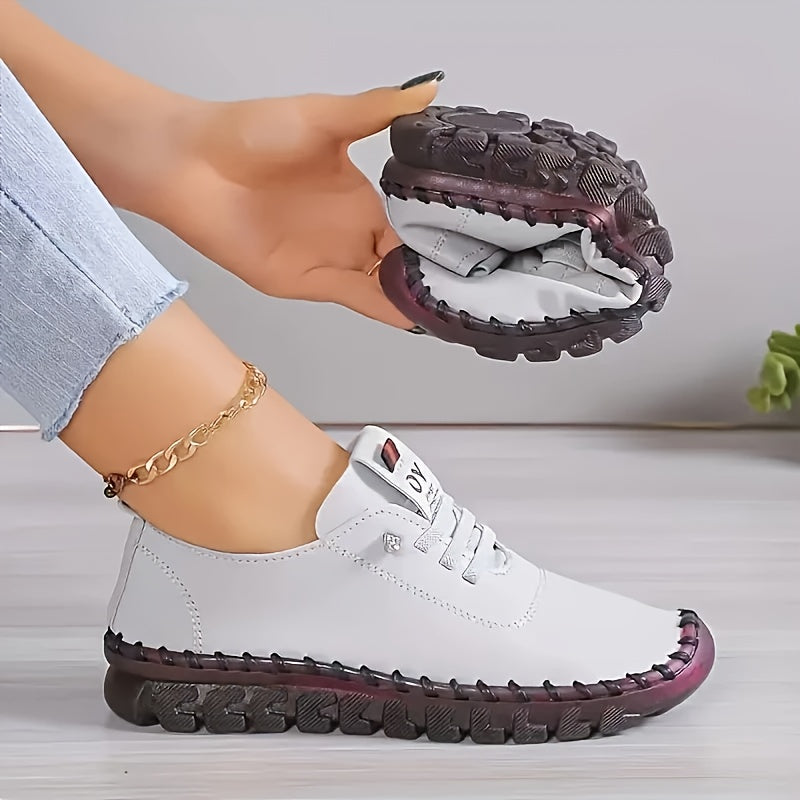 CEDUOOUO All Season Casual Sneakers For Women Round Toe PU