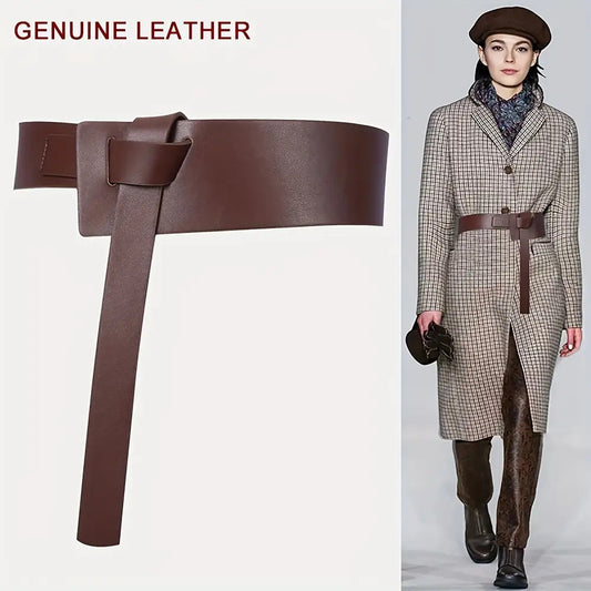 Genuine Leather Wide Waist Belt For Women Dresses And Coats