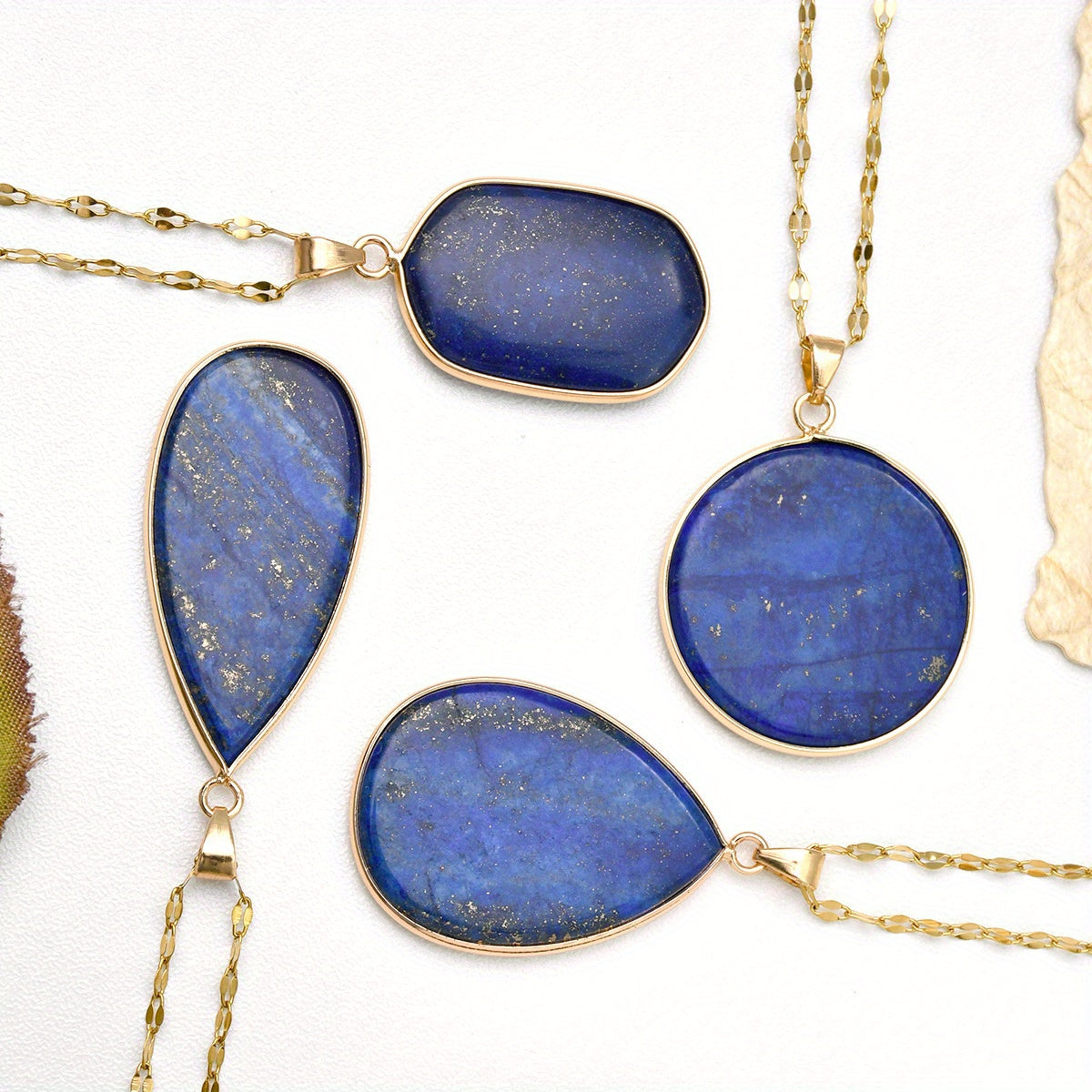 Bohemian Vintage Lapis Lazuli Water Drop Pendant Necklace