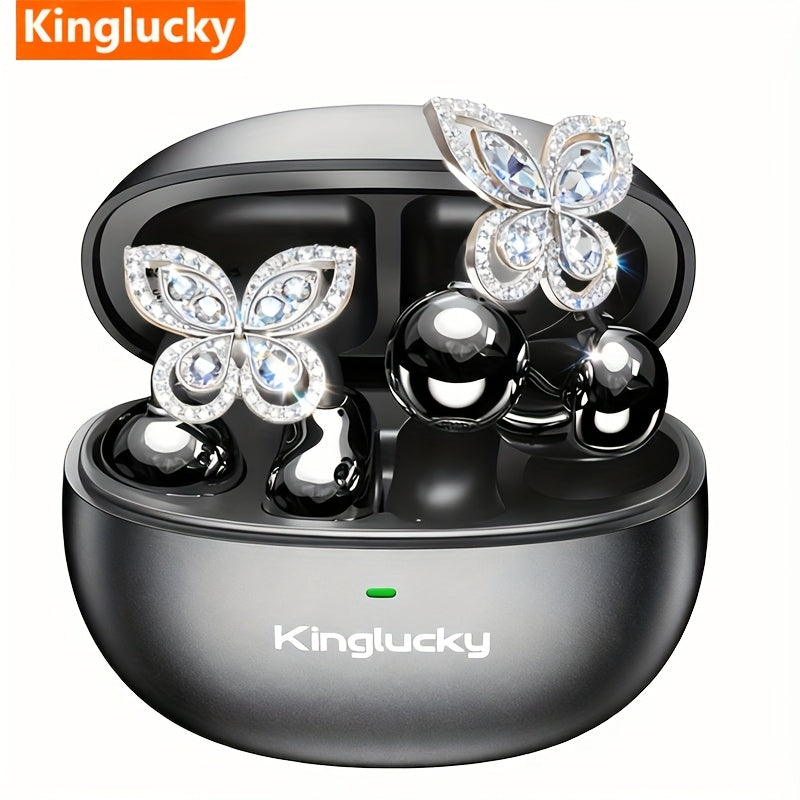 Kinglucky I121 Wireless Earbuds With Detachable Gemstone Earrings Bluetooth 5.4 HiFi Stereo ANC For Exercise Outdoors