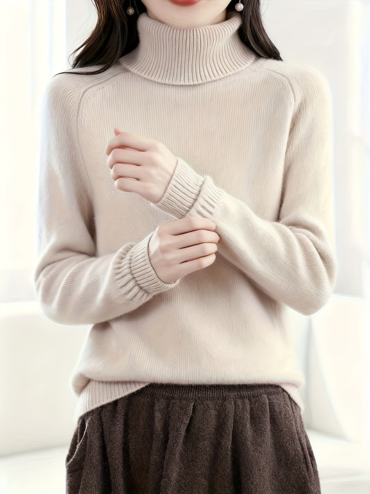 FMEC Soft Turtleneck Sweater Women High Neck Knit