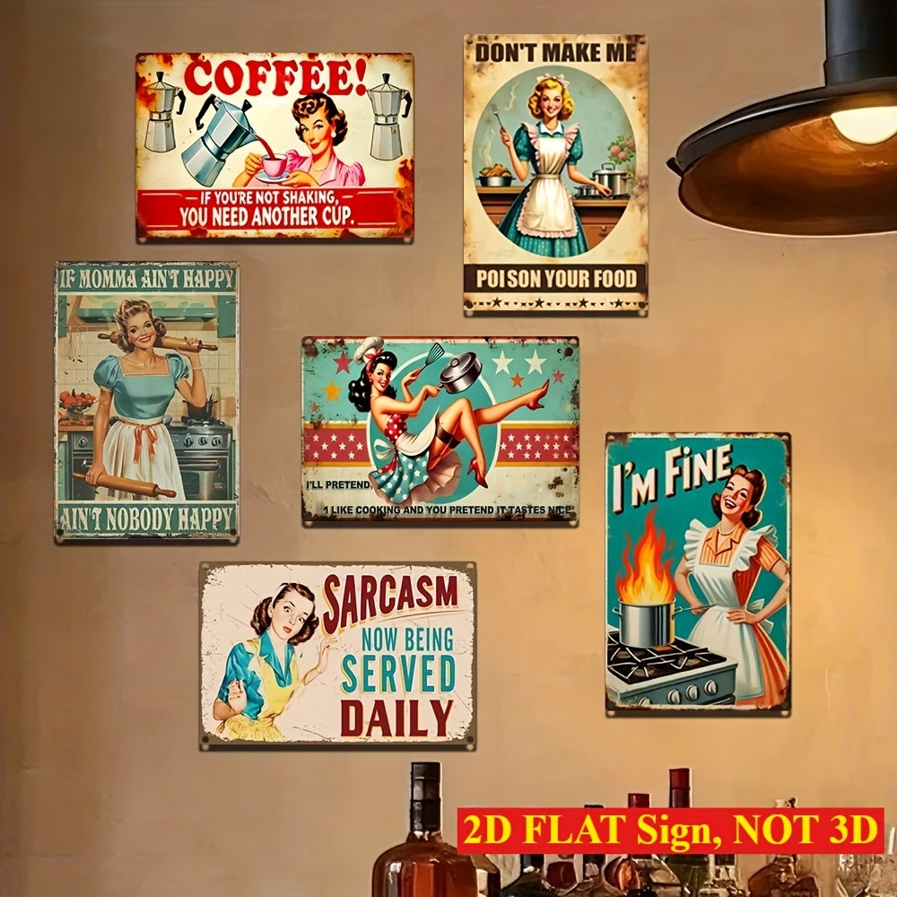 Retro Metal Tin Wall Signs Set Of Six For Home Bar And Garage With Womens Humor Quotes Funny