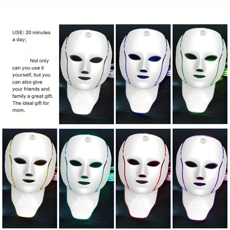 USB Rechargeable LED Facial Mask Device For Skin Care And Neck Wellness With USB Charging