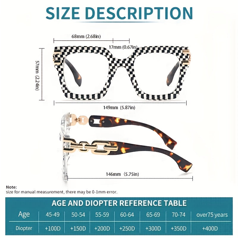 Vintage Large-Frame Reading Glasses With Anti-Blue Light Lens