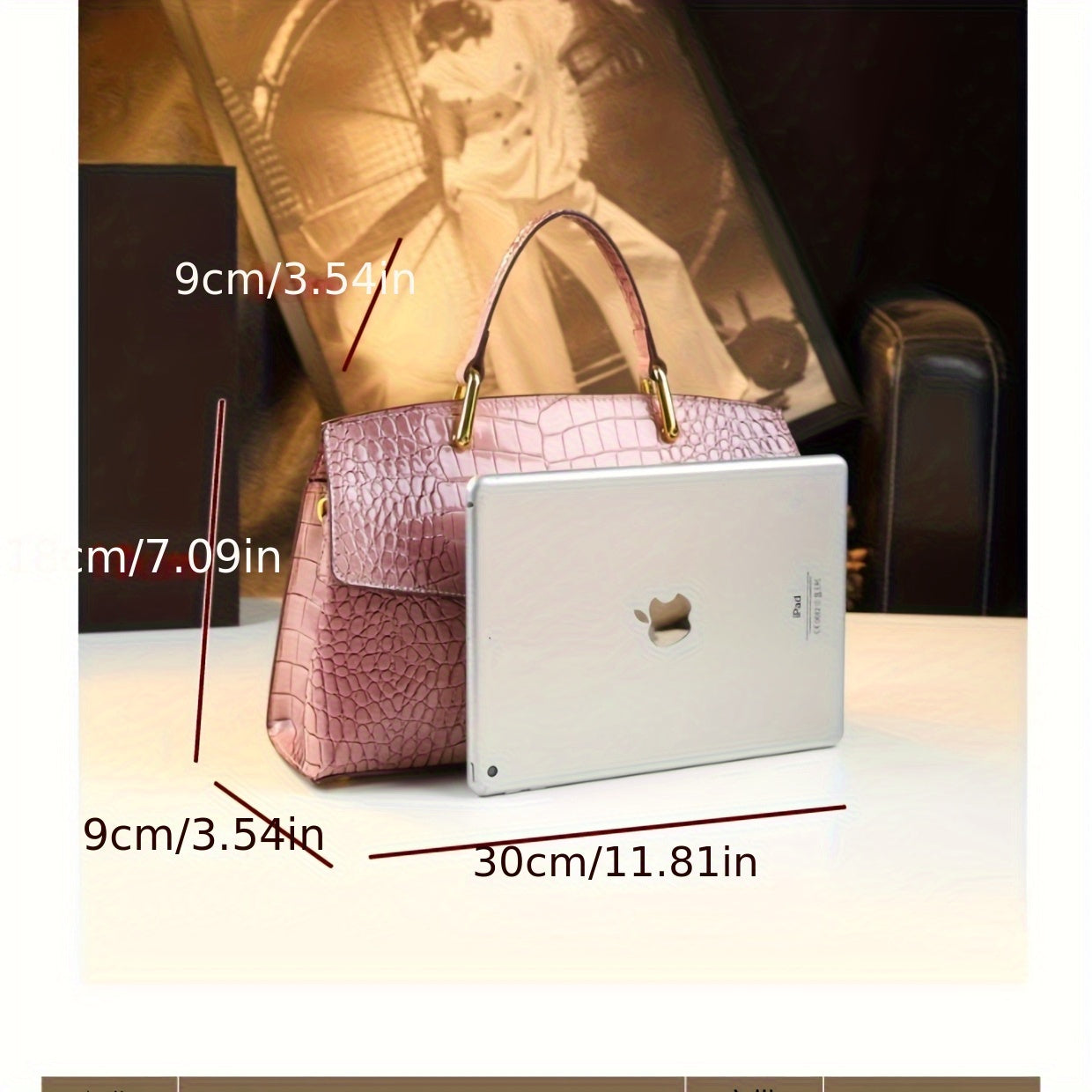 Genuine Leather CrocodilePrint Handbag For Women With Magnetic Closure Crossbody