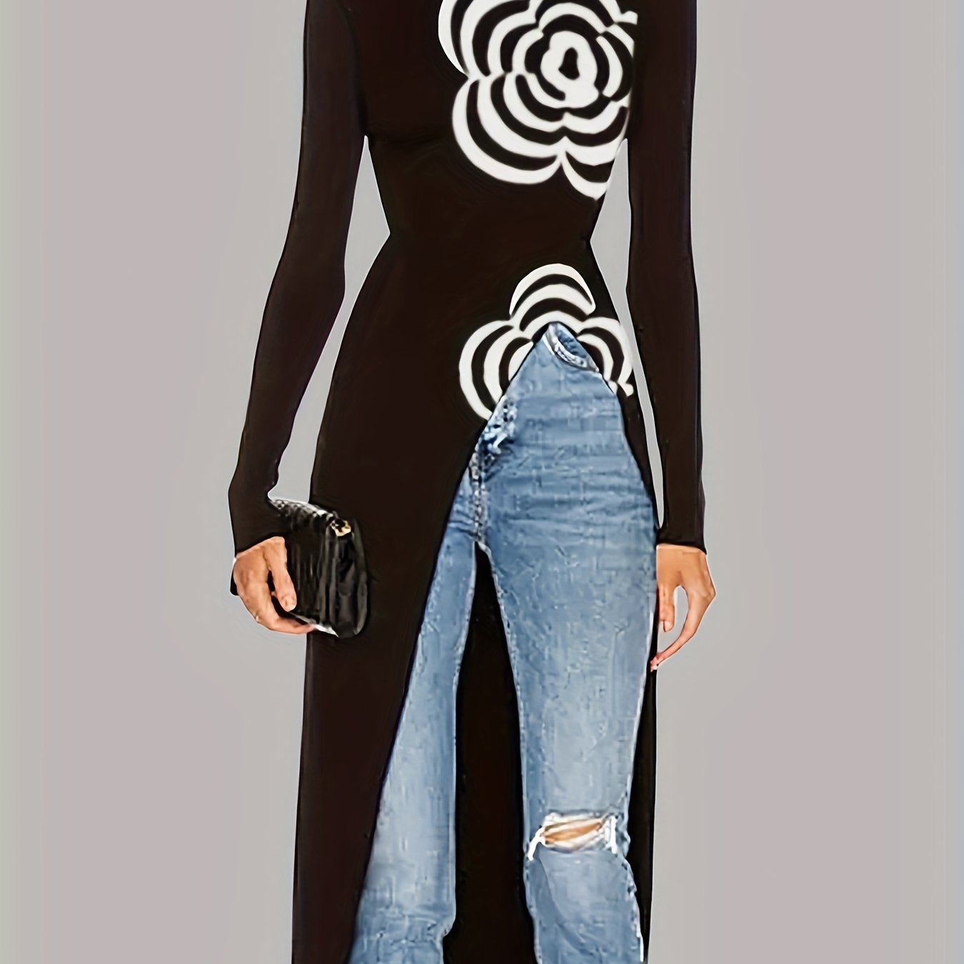 Elegant Slim Fit Asymmetrical Turtleneck Sweater With Long Sleeves