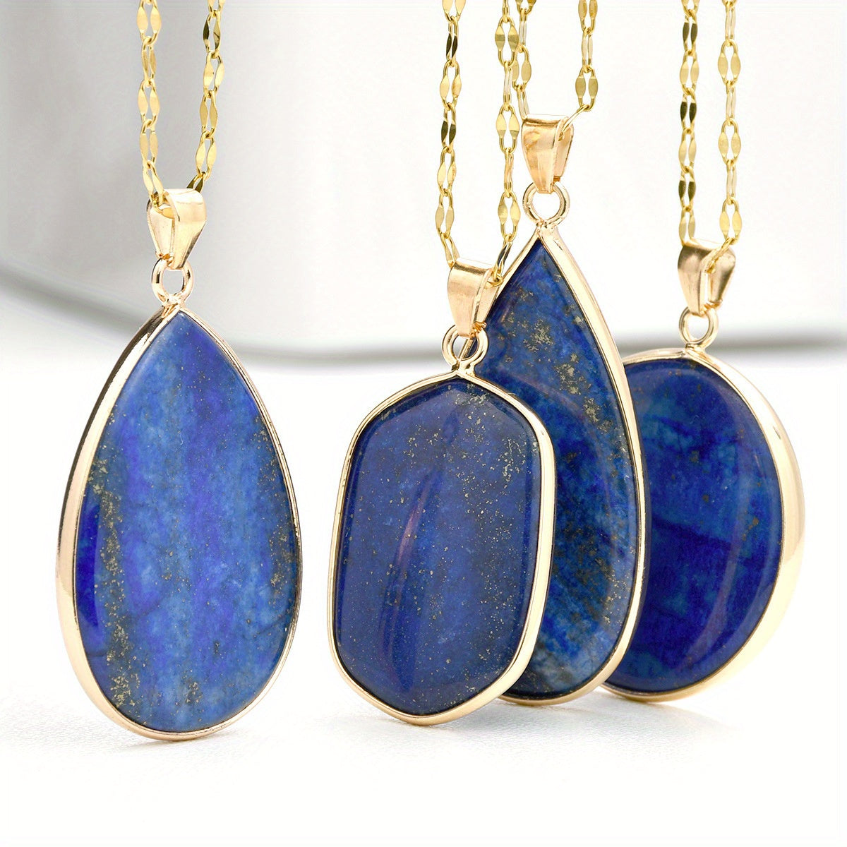 Bohemian Vintage Lapis Lazuli Water Drop Pendant Necklace
