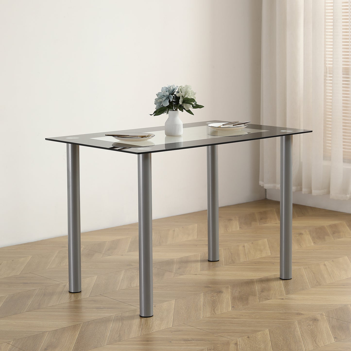 AutoForever Modern Minimalist Glass Top Dining Table Space Saving