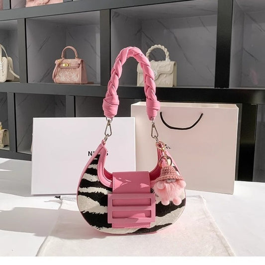 Zebra Print Mini Handbag With Snap Closure