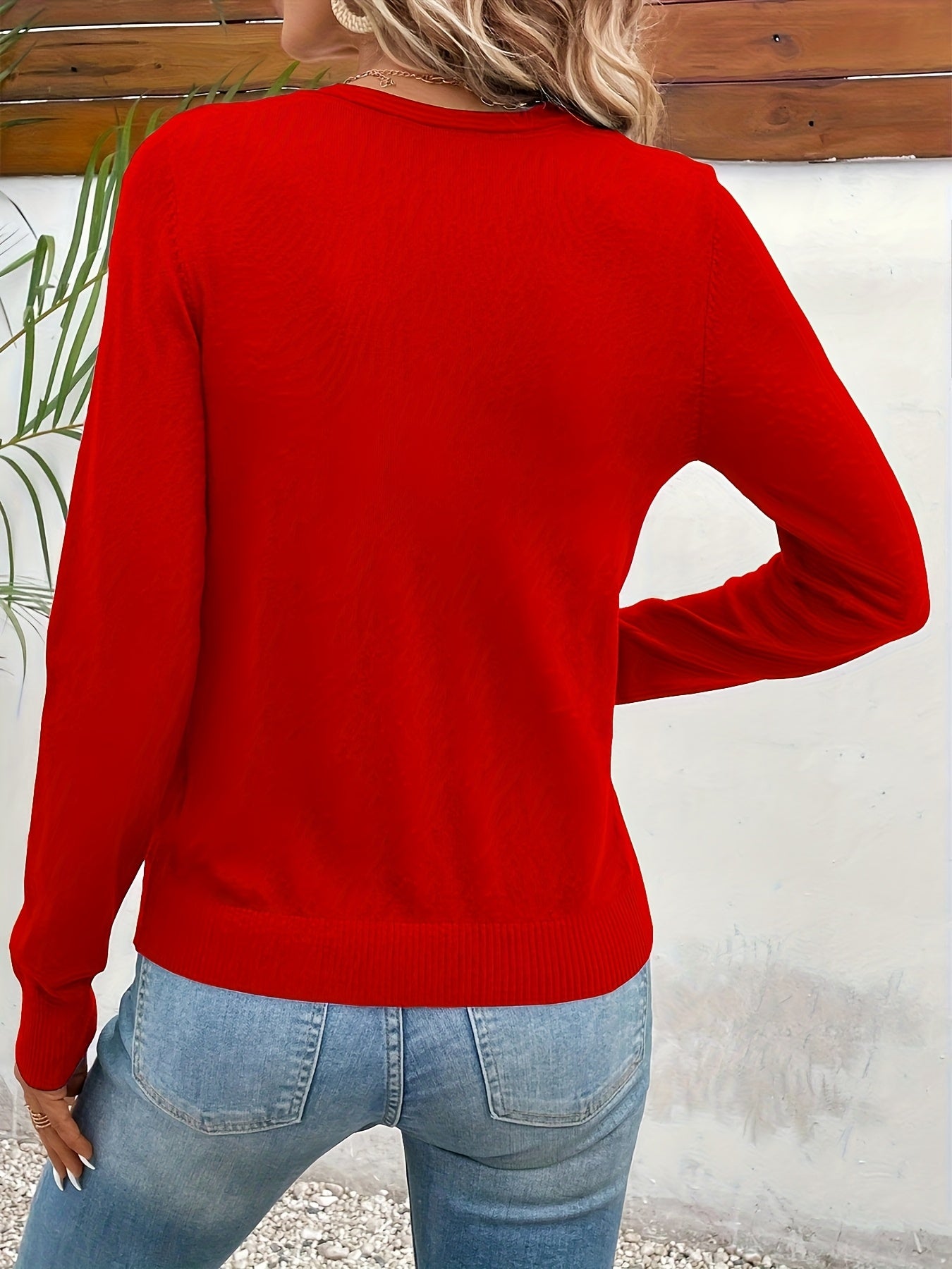 WCQ Women’s Buttoned Cardigan Sweater With V Neck And Stretch