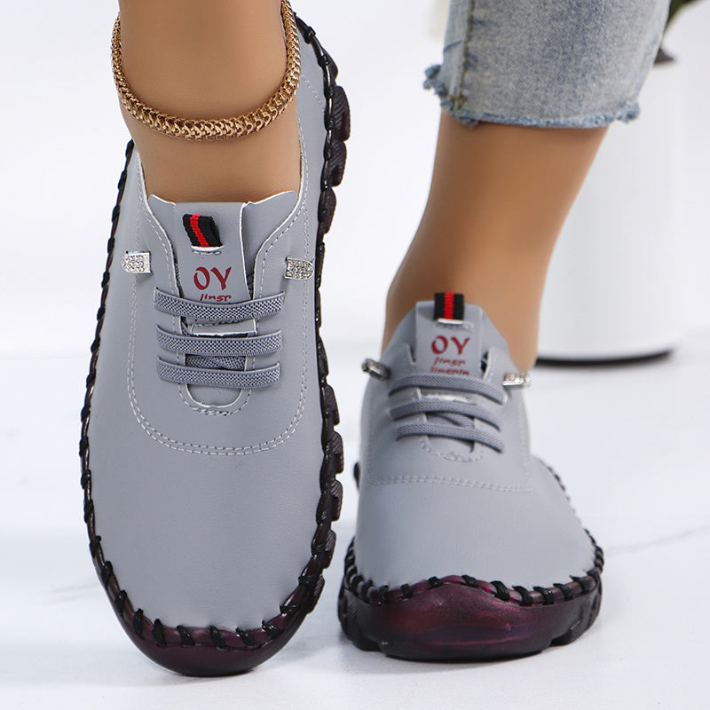 CEDUOOUO All Season Casual Sneakers For Women Round Toe PU