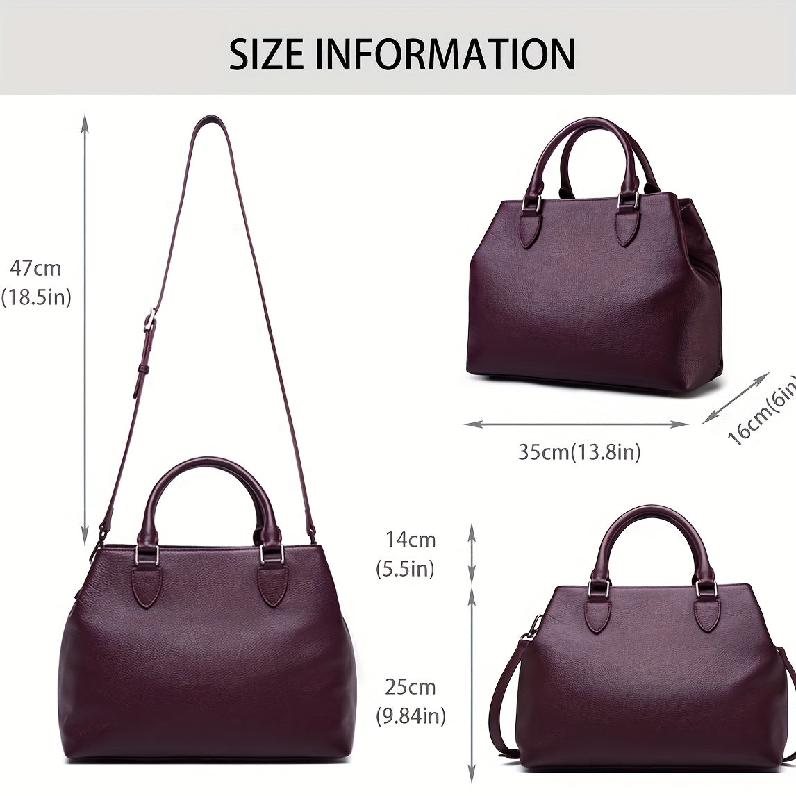 Genuine Leather Satchel Handbag For Women With Top Handle