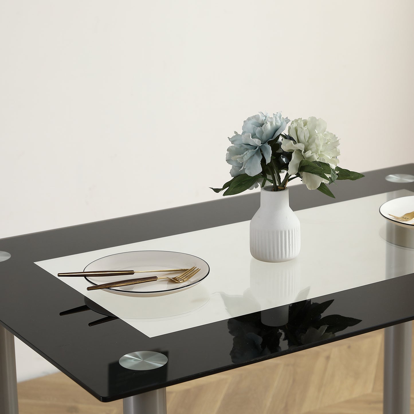 AutoForever Modern Minimalist Glass Top Dining Table Space Saving