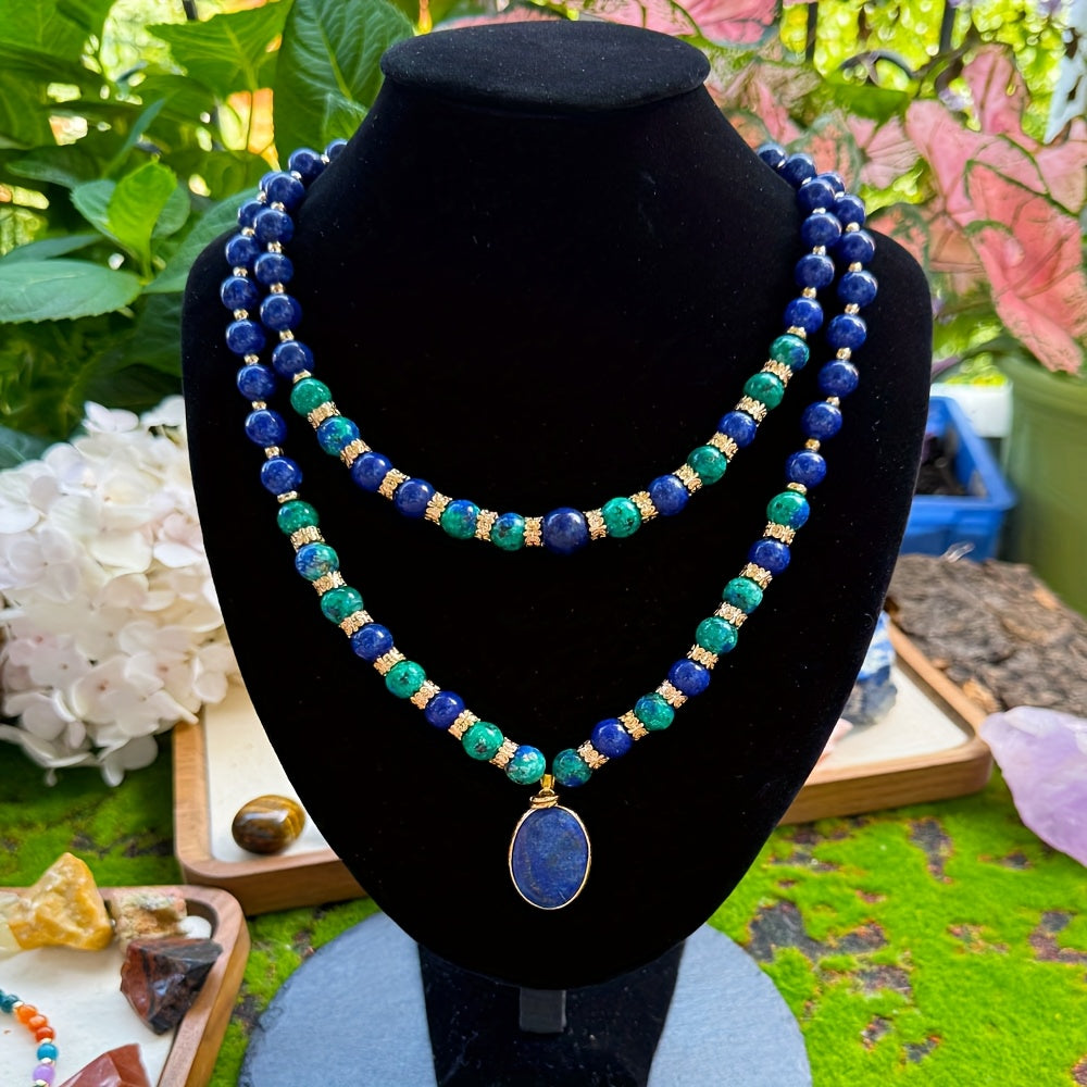Lapis Lazuli Double Layer Necklace Boho Jewelry