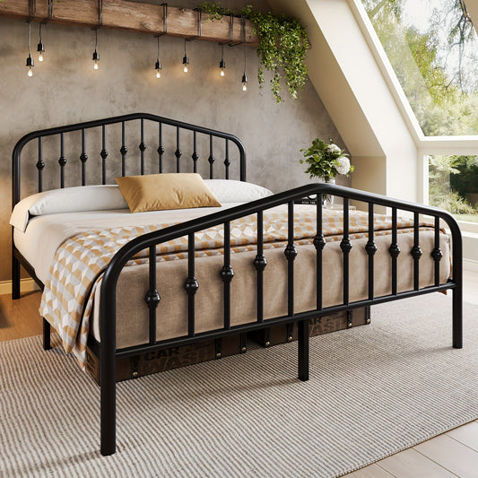 Hoomic Wrought Iron Bed Frame Victorian Headboard Footboard