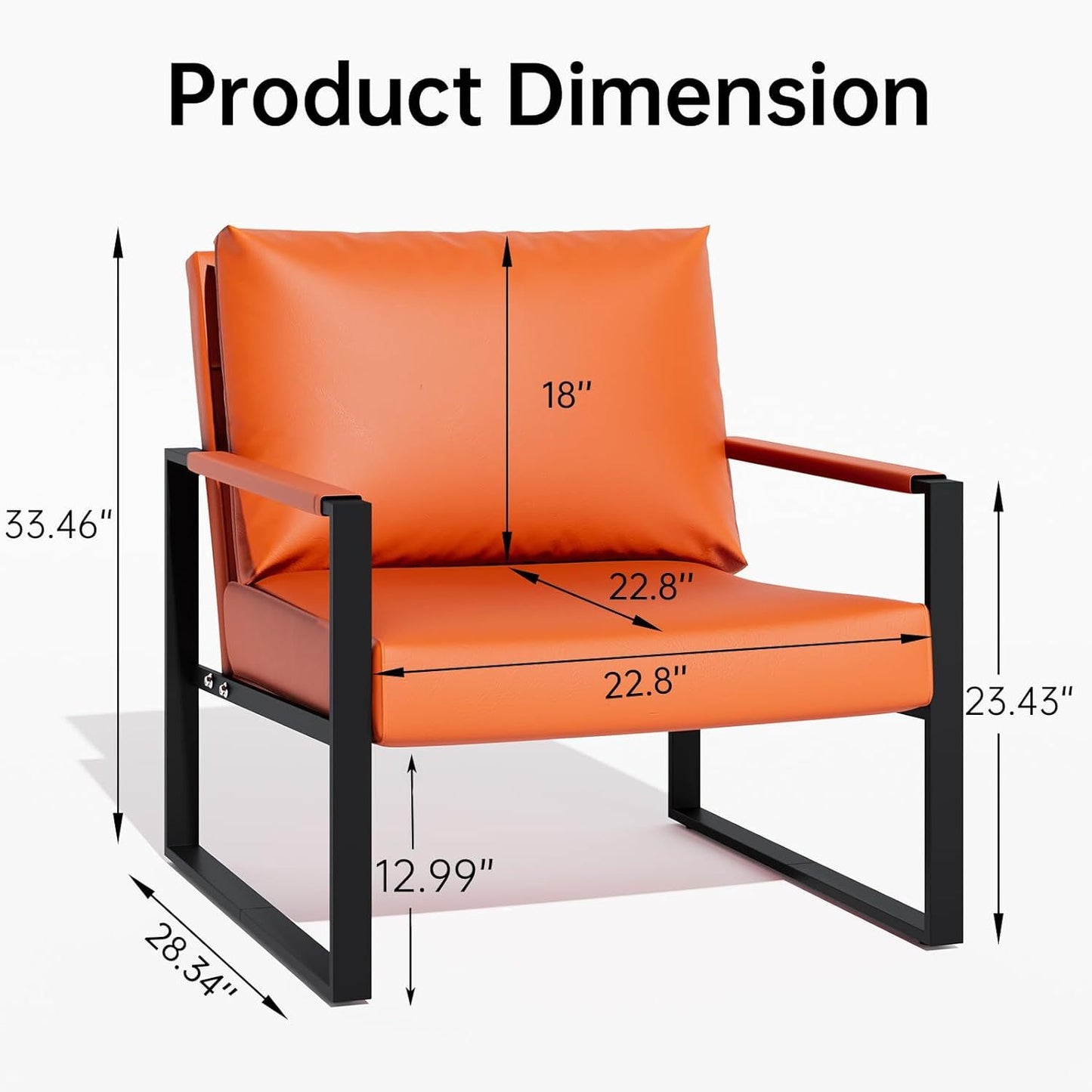 LTTROMAT Modern Accent Chair Set Of 2 Faux Leather Armchairs