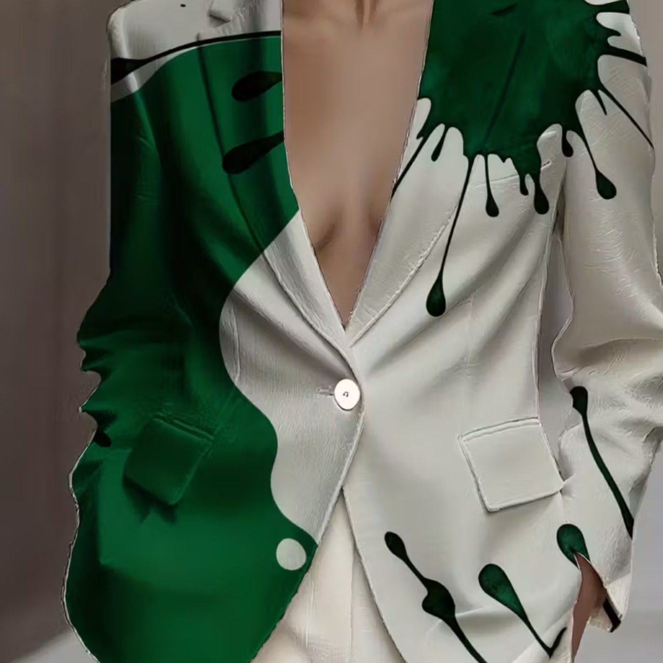 Slim Fit Retro Suit Jacket With All Over Drip Print