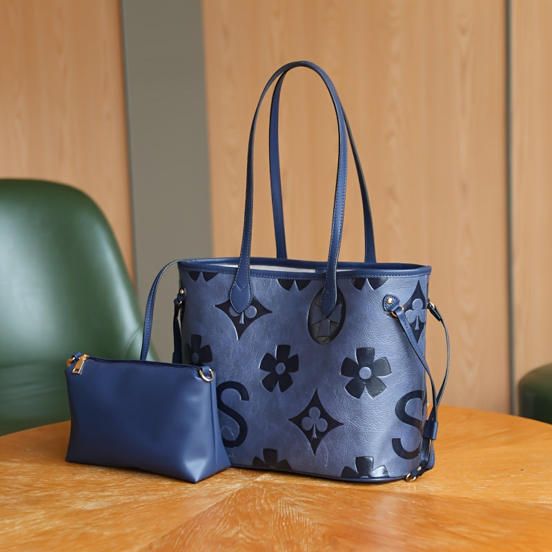 Monogram Tote Bag For Women In Faux Leather With Buckle