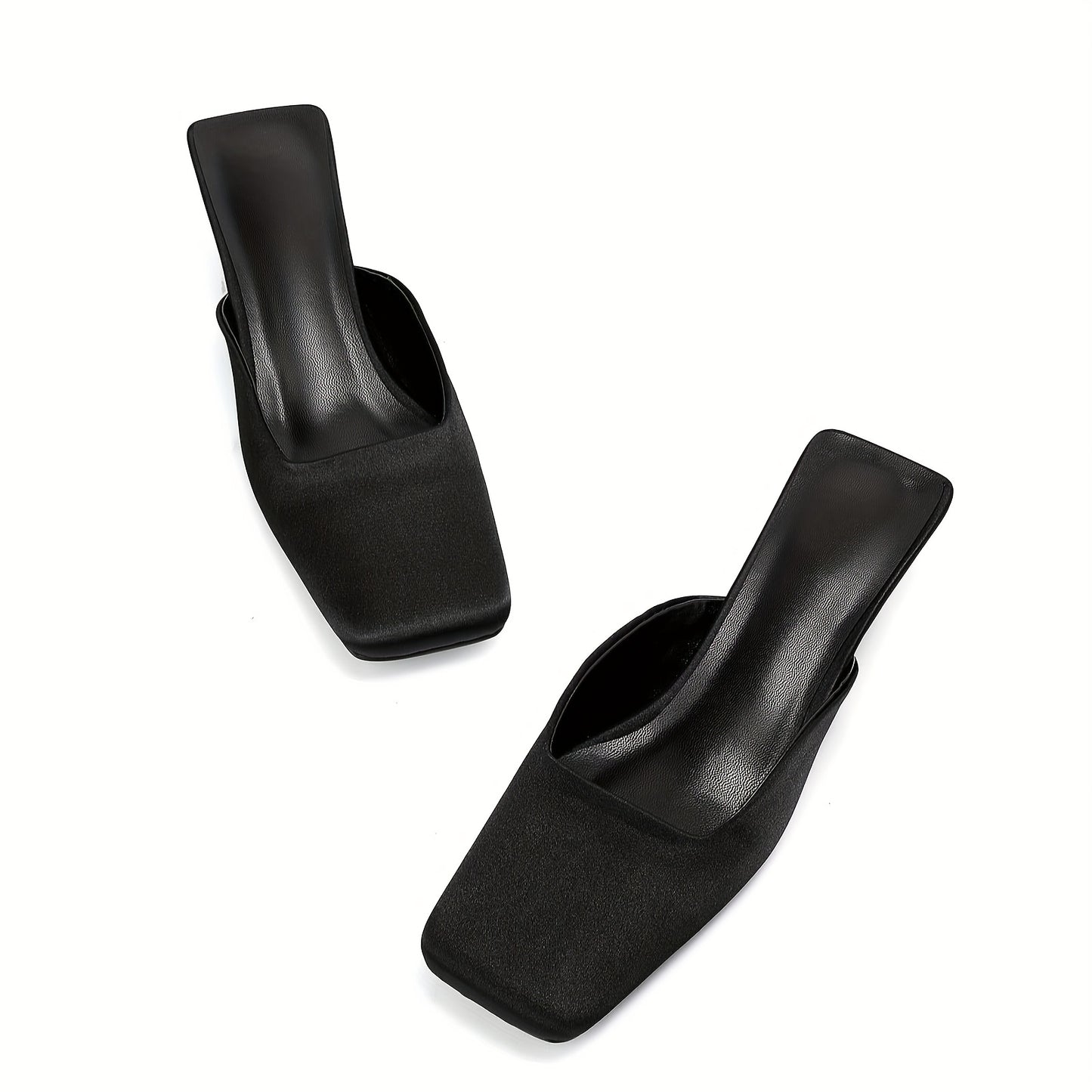 MIKARKA Satin Mules With Square Toe Kitten Heel Non Slip