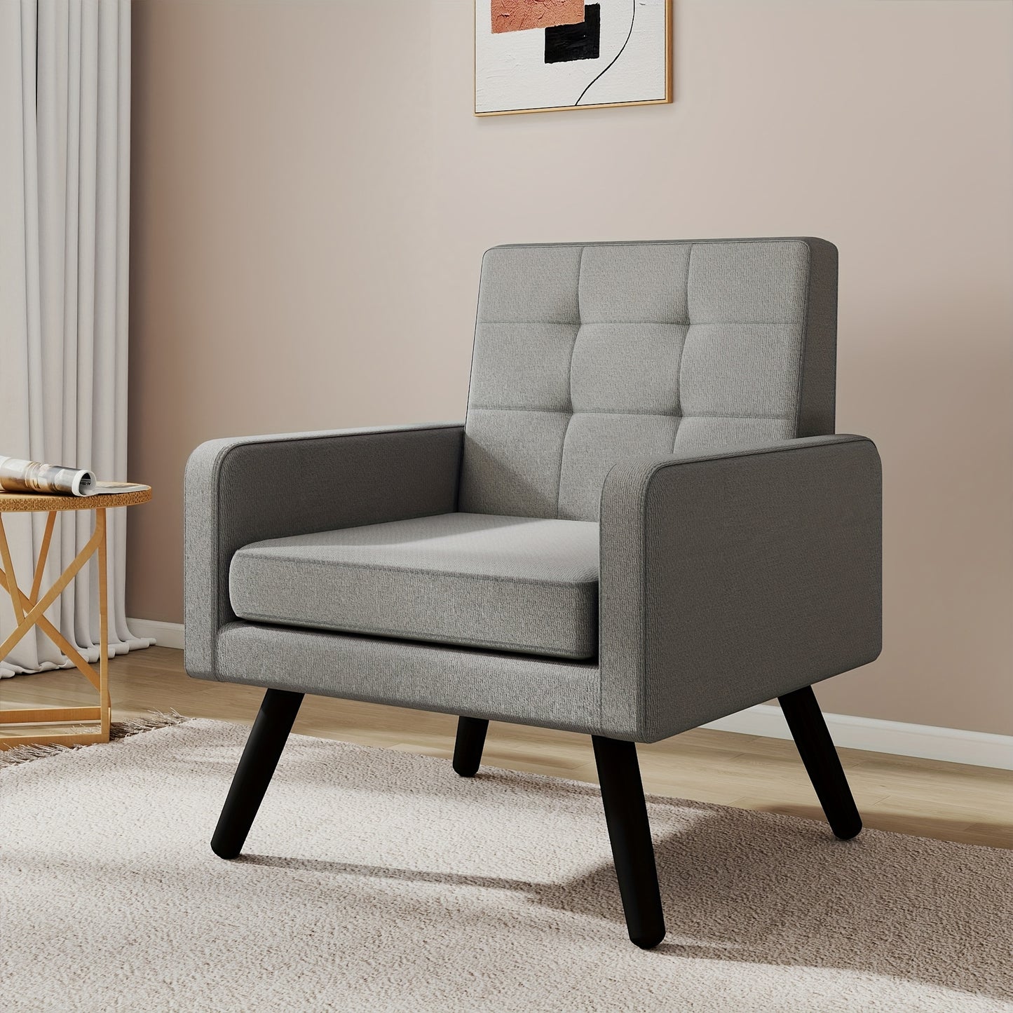 KROFEM Accent Chair Mid-Century Modern With Ergonomic Backrest
