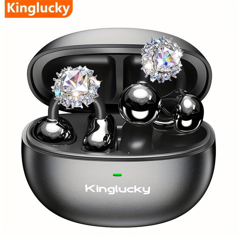 Kinglucky I121 Wireless Earbuds With Detachable Gemstone Earrings Bluetooth 5.4 HiFi Stereo ANC For Exercise Outdoors