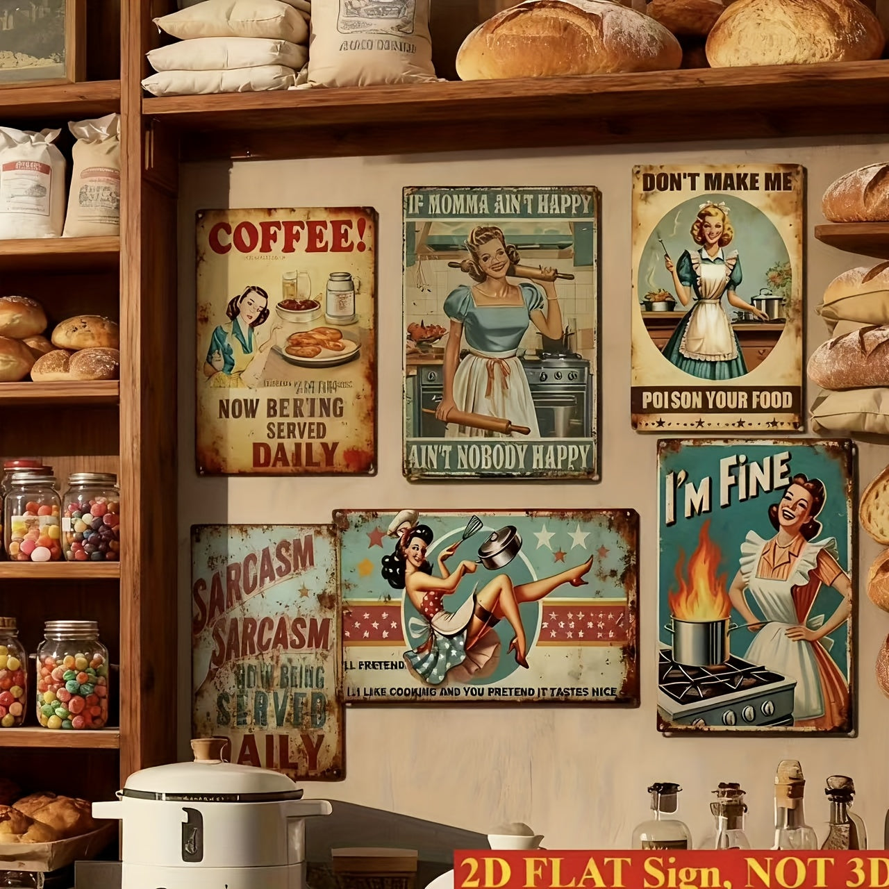 Retro Metal Tin Wall Signs Set Of Six For Home Bar And Garage With Womens Humor Quotes Funny