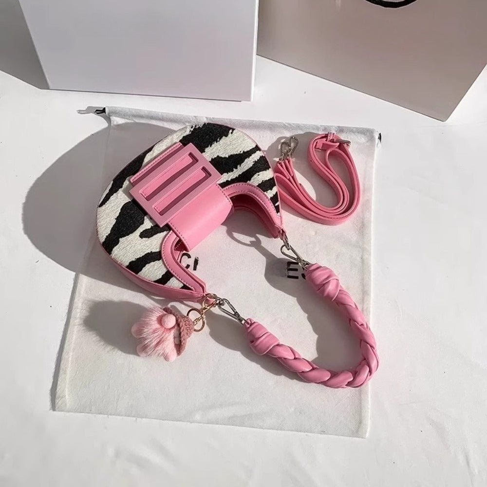 Zebra Print Mini Handbag With Snap Closure