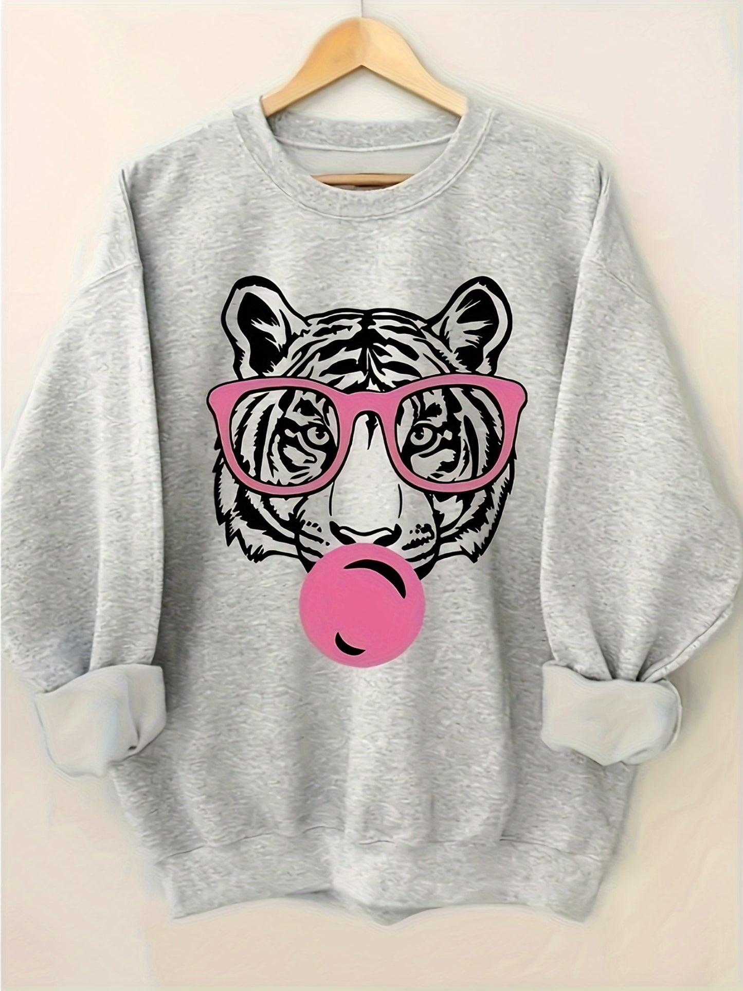 BANGELY Tiger Print AllSeasonWear ThermalInsulation CrewNeck Sweatshirt WinterFashion