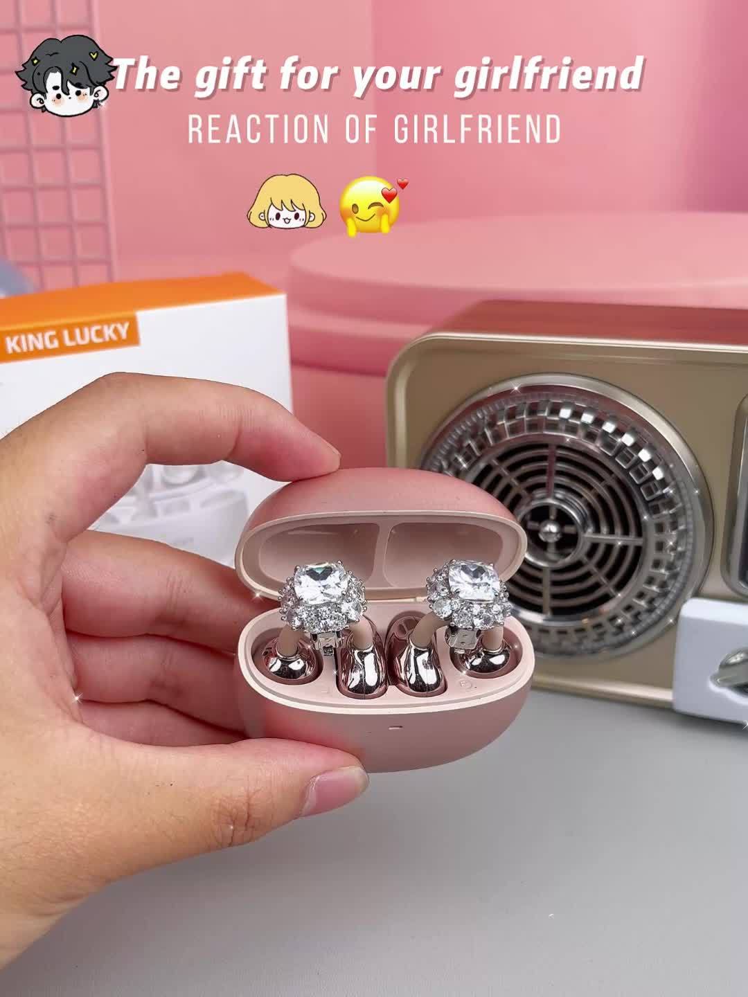 Kinglucky I121 Wireless Earbuds With Detachable Gemstone Earrings Bluetooth 5.4 HiFi Stereo ANC For Exercise Outdoors