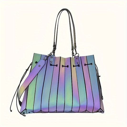 Holographic Tote Bag For Women Shopping Geometric Handbag