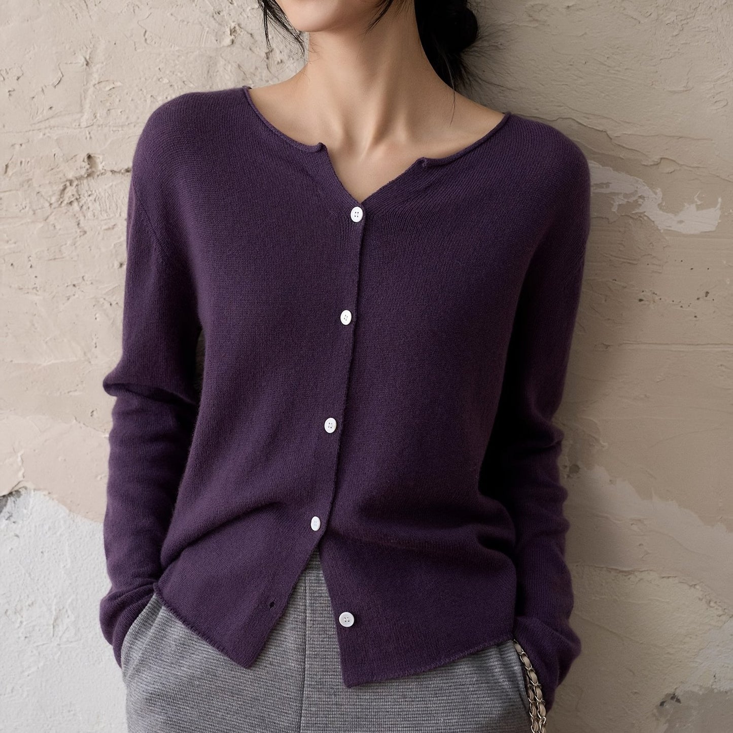 Women's Elegant Lightweight Cardigan Sweater With Button Front Closure