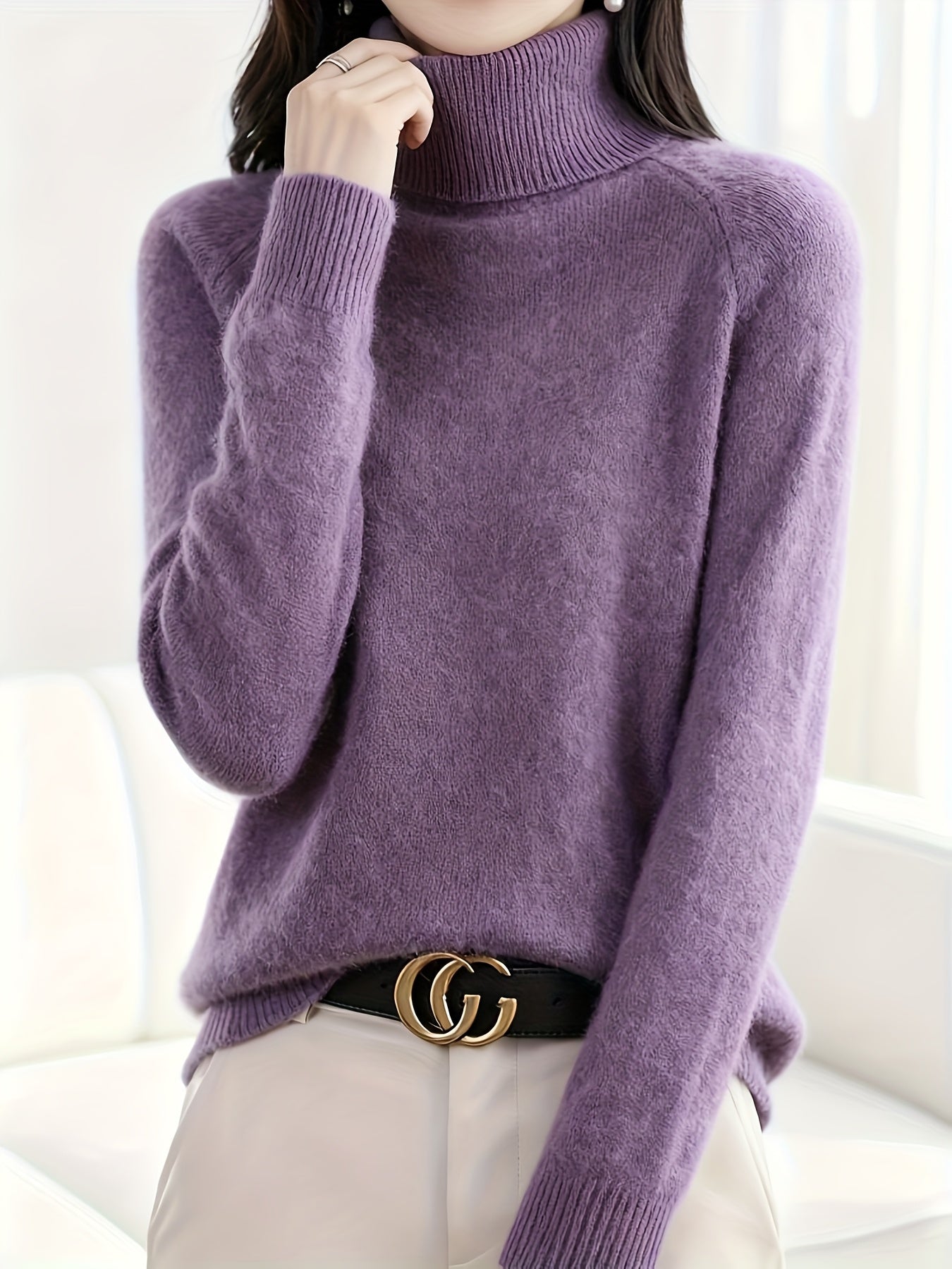 FMEC Soft Turtleneck Sweater Women High Neck Knit