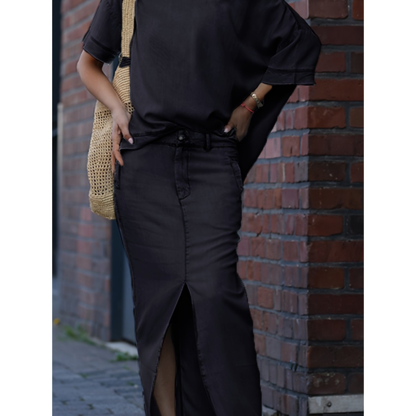 Denim Off-Shoulder Skirt Two-Piece Set For Spring Summer