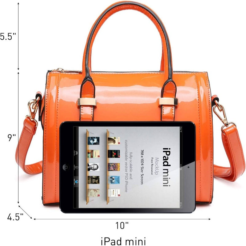 Shiny Patent Handbag Top Handle Tote Purse for Women