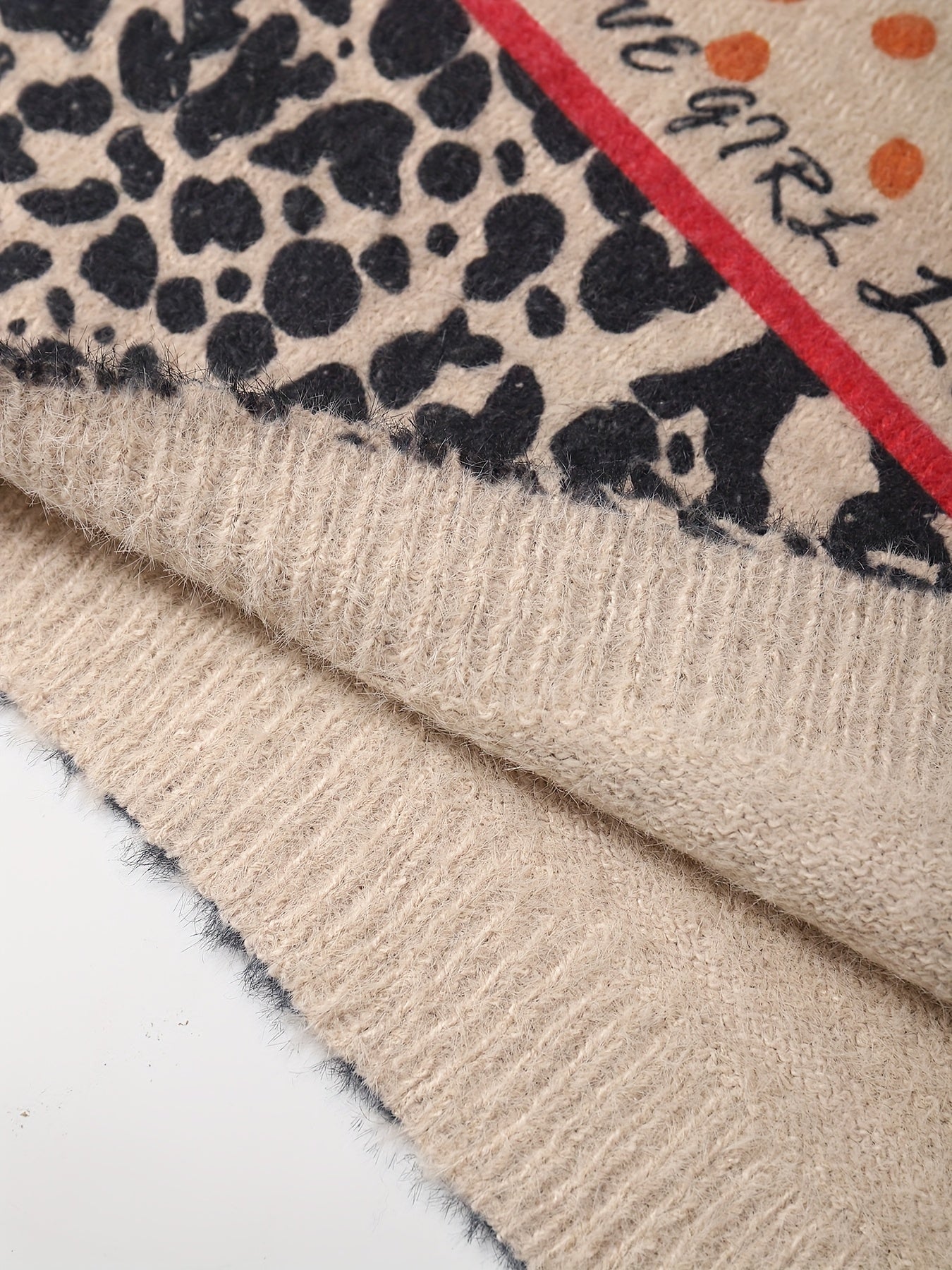 Floral Leopard Print Pullover Long Sleeve Round Neck Womens Top