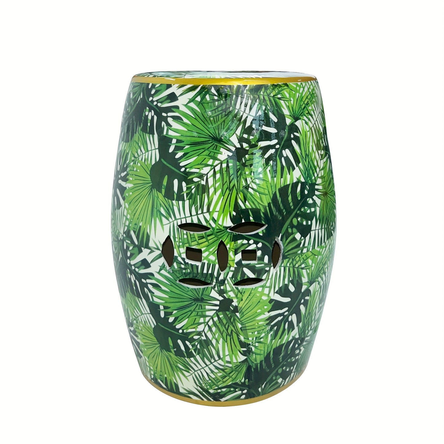 Ceramic Drum Stool Asian Classical Style Ornate Bird Blossom