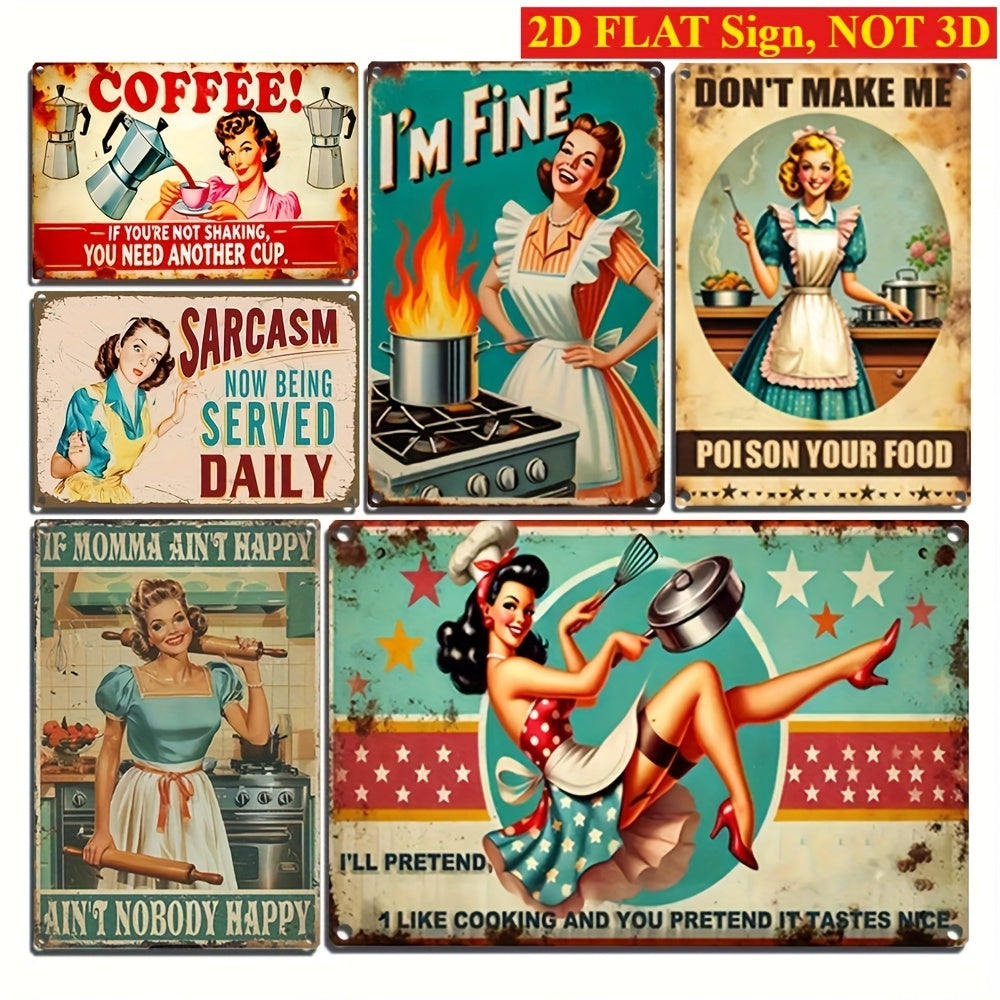 Retro Metal Tin Wall Signs Set Of Six For Home Bar And Garage With Womens Humor Quotes Funny